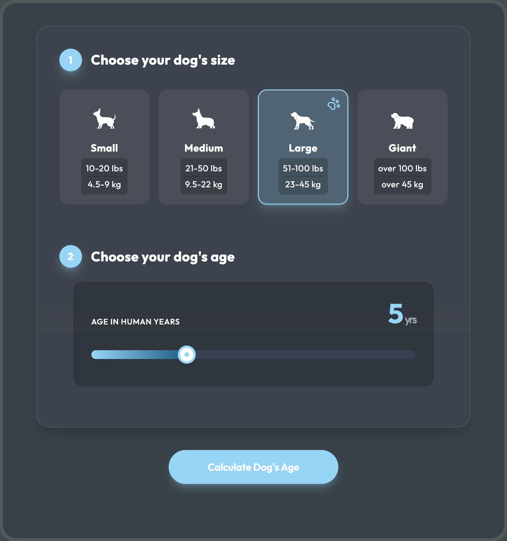 Dog age calculator