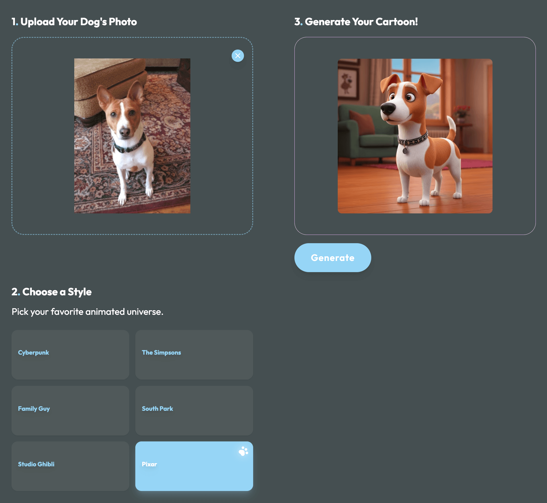 Dog cartoon generator