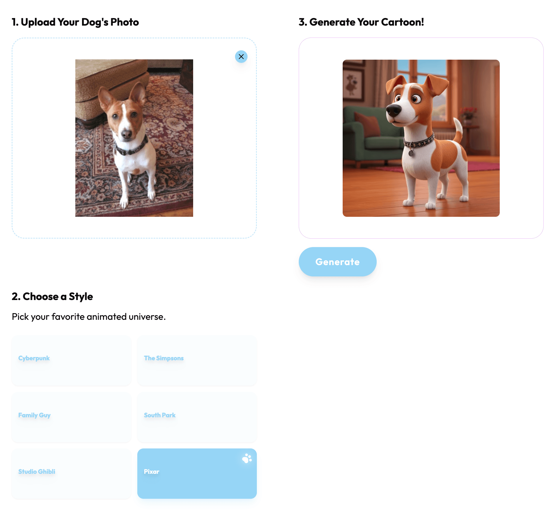 Dog cartoon generator