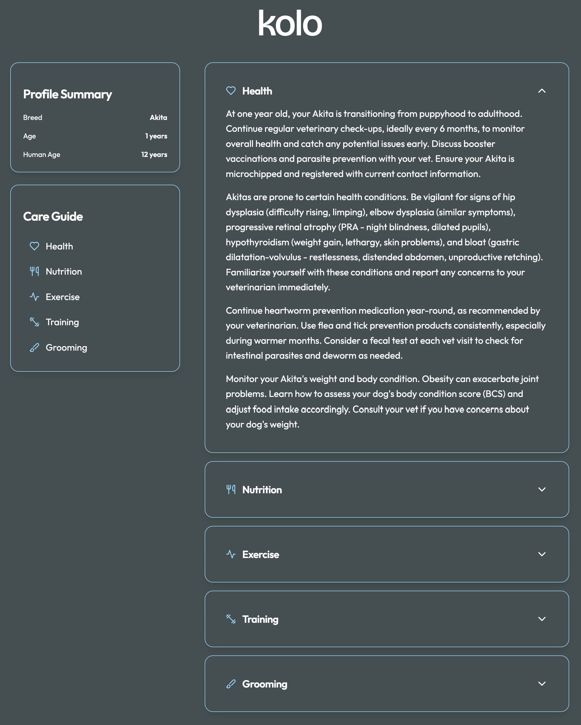 Pet profile management