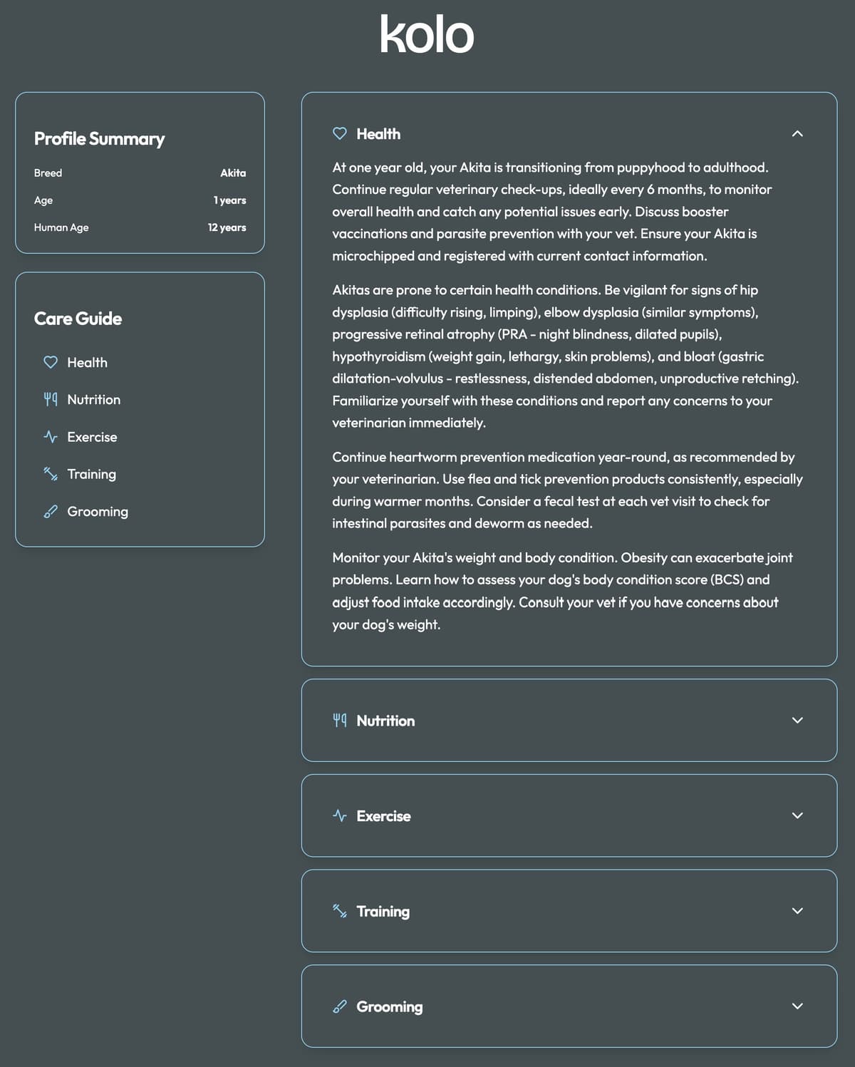 Pet profile management