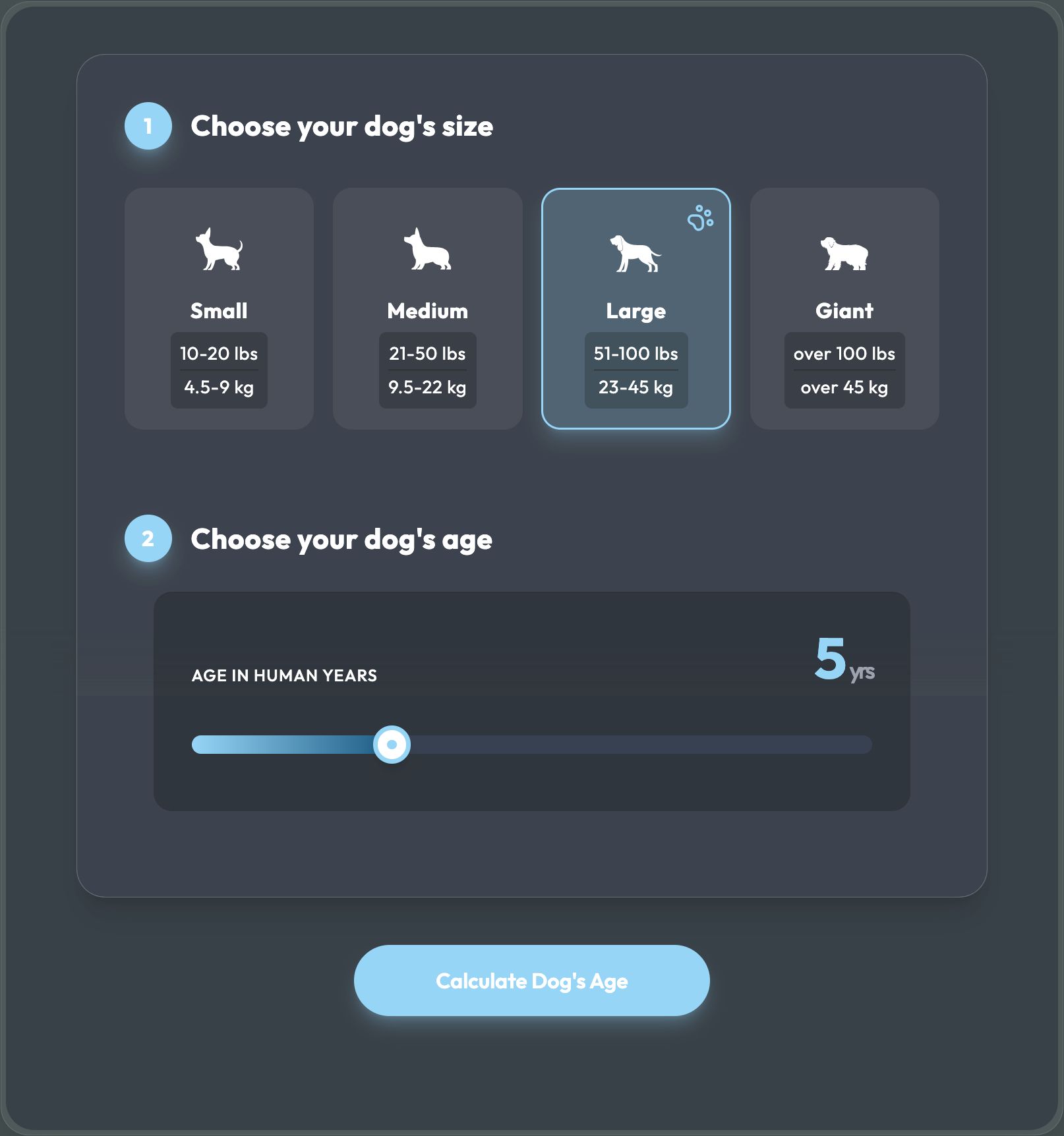 Dog age calculator