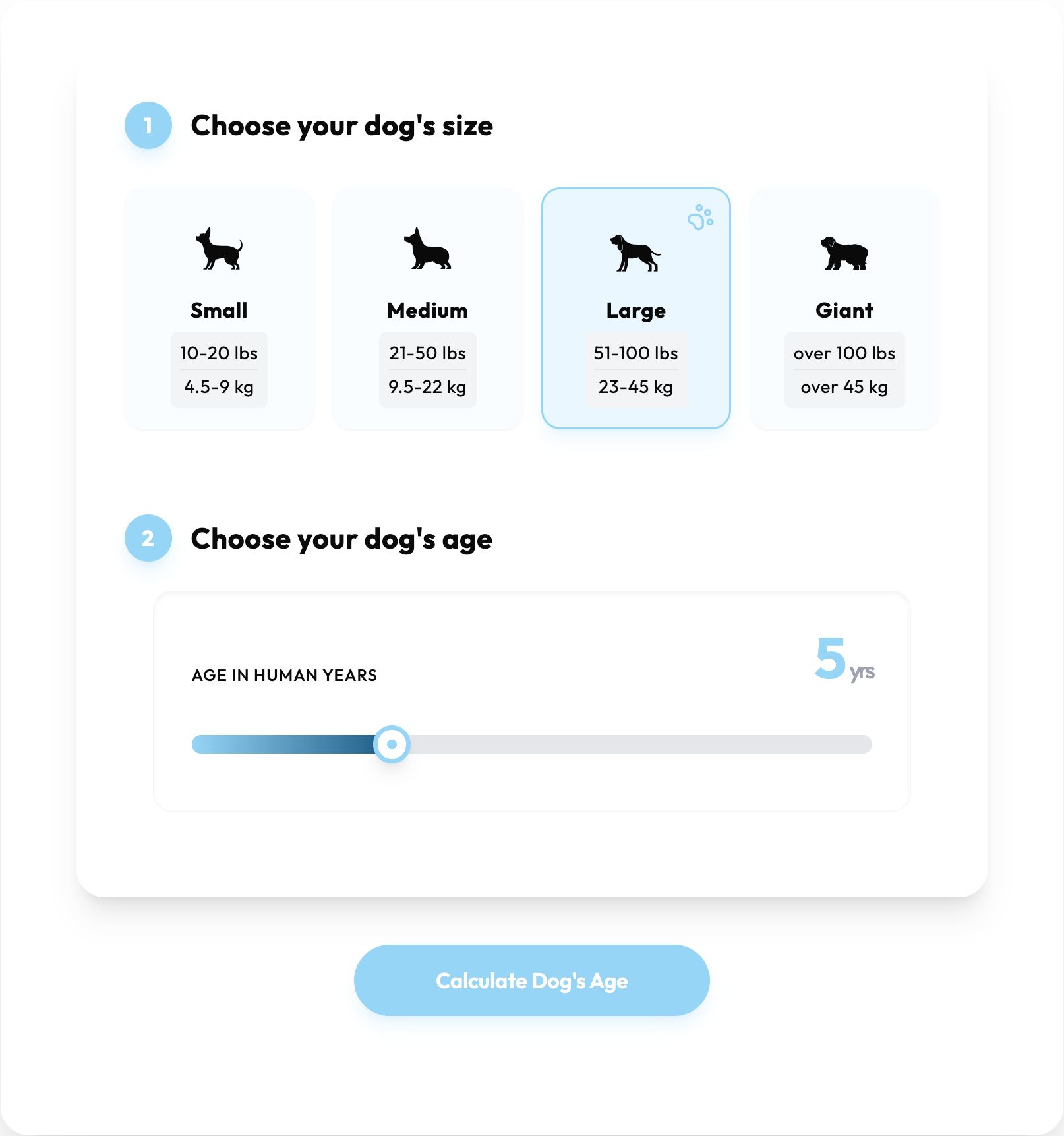 Dog age calculator