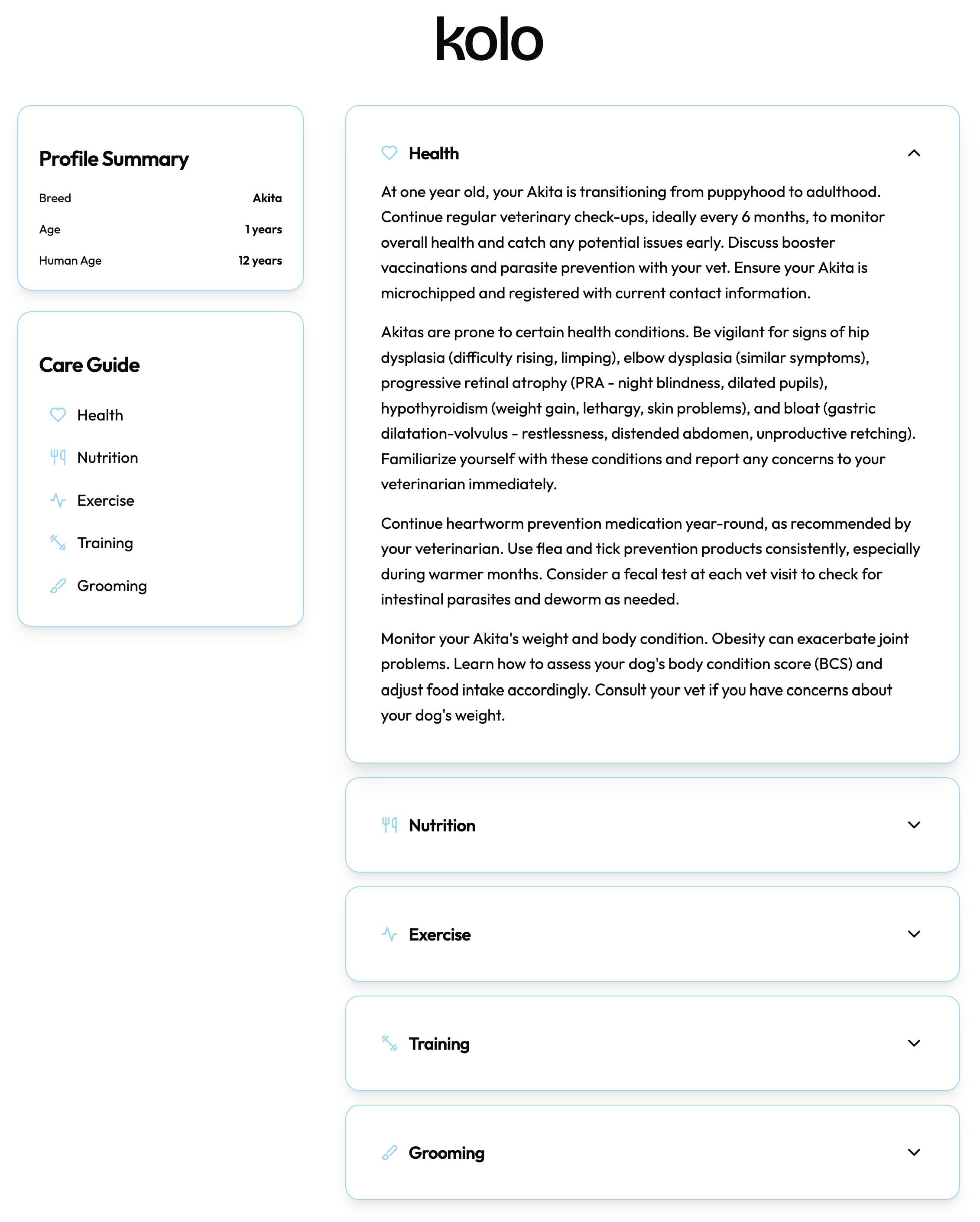 Pet profile management